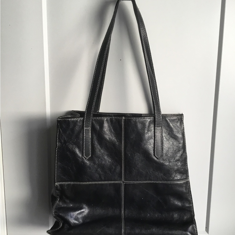Moda Black Leather Tote Bag - Picture 3 of 6